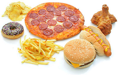 Selection of junk food